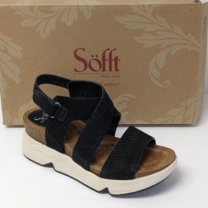 Sofft Charday Wedge Sandals, Black, Women's 7.5 M